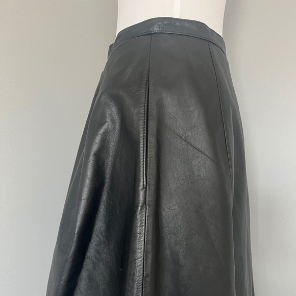 Tibi Leather Full Pleated Zip A-line Black Cocktail Skirt - Picture 9 of 15
